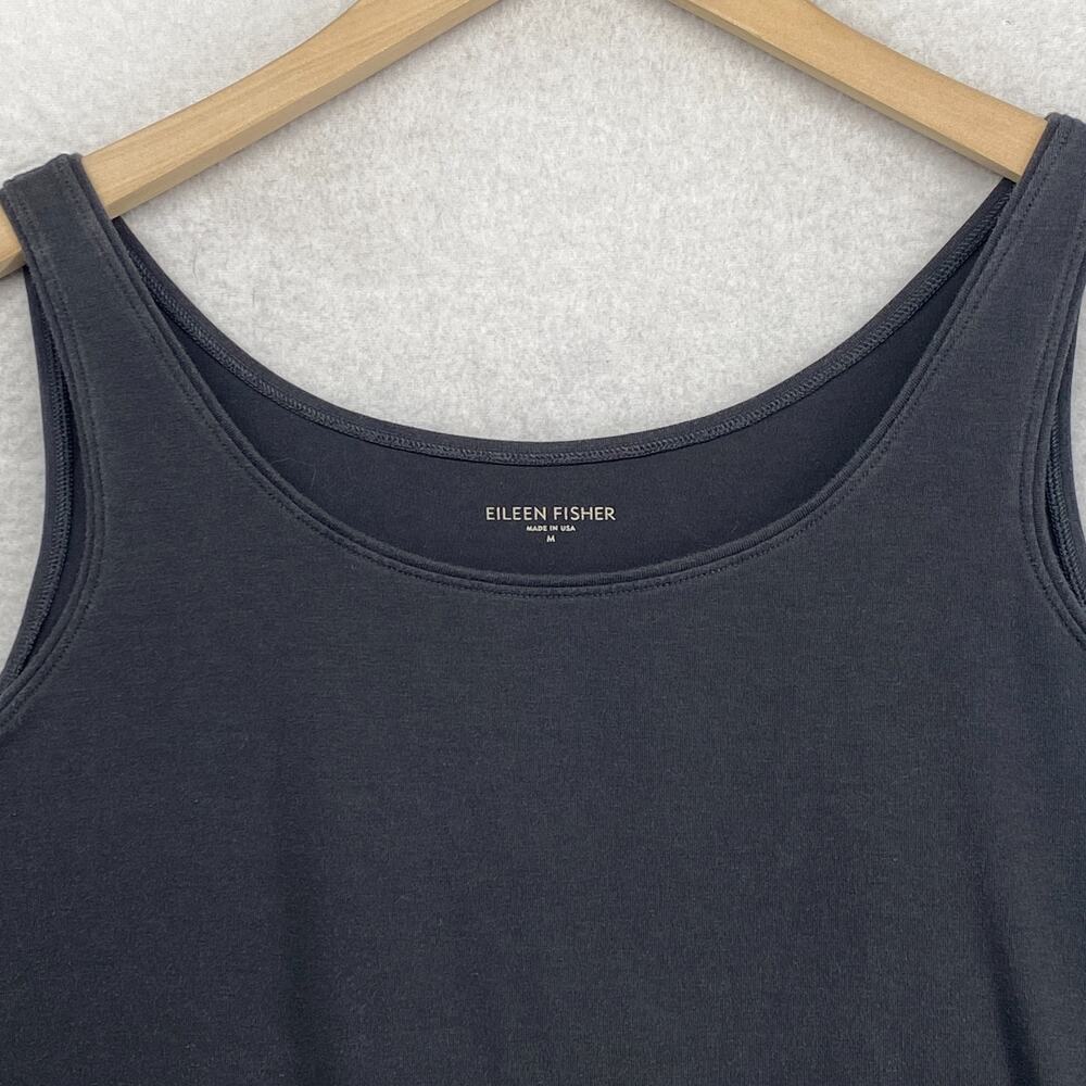 EILEEN FISHER Tank Top M Stretch Organic Cotton Jersey Scoop Neck Shell Gray USA - Picture 4 of 9